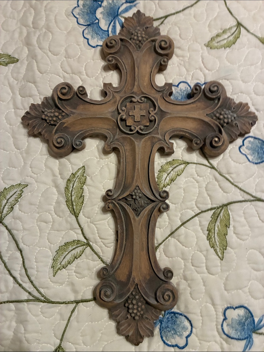 Decorative Ornate Wall Cross in Tan